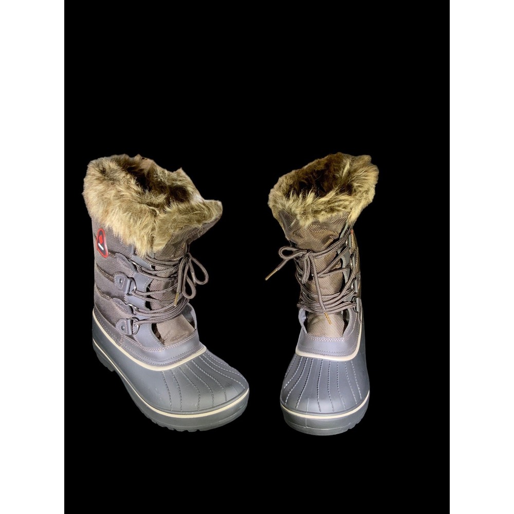 DREAM PAIRS Ladies Lace Up Snow Boots Sz 9 Brown With Faux Fur Lining